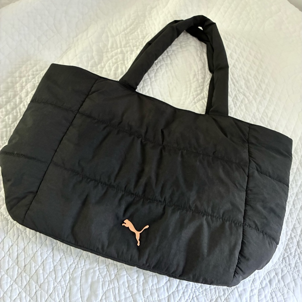 Puma Black Quilted Tote Bag with Sporty Design